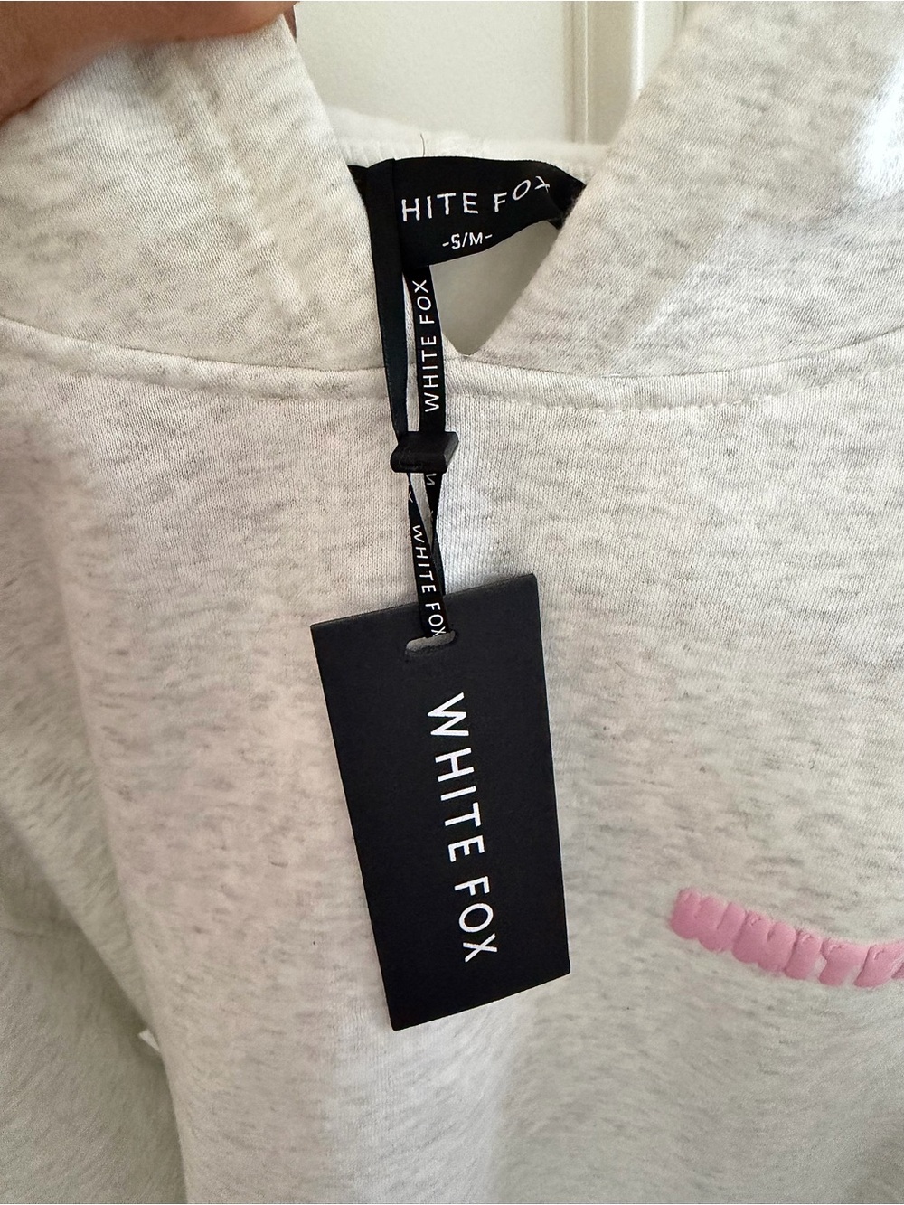 White Fox Boutique Light Gray Graphic Hoodie with Pink & Leopard Print🎀 - Picture 3 of 3